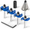 MEIGGTOOL 4Pcs Rabbet Router Bit 1/4 Shank with 6 Bearings Set - 1/16, 3/16, 1/4, 5/16, 3/8, 7/16. Interchangeable Bearings with 1/2 to 1/4 Router Collett