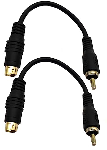 Traovien Câble S-Vidéo vers RCA plaqué or composite RCA mâle vers S-Vidéo 4 broches Mini DIN mâle AV Câble de conversion audio stéréo S-Vidéo - 2 pièces 15 cm (4 broches mâle vers RCA mâle droit)