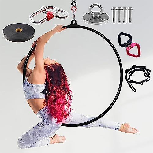 Cerchio Aereo Cerchio Aereo per Fitness/Danza per Adulti Ragazzi Bambini, 85cm/95cm/100cm Home Gym Outdoor Antenna Yoga Anello Lyra Hoop, Oggetti di Scena da Circo Acrobatico ( Color : Black , Size :