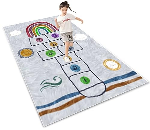 ZFHNYJWKL Hüpfspiel Teppich Kinderzimmer Kinder Hopscotch Teppich für Jungen & Mädchen Kinder spielteppich für Spielzimmer, Kindergarten(A,3x5ft)