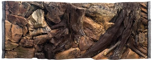 WYSKONT Aquarium Rückwand 3D Kos - Aquarium Hintergrund - Aquarium Zubehoer - Hintergrund - Aquarium Deko - 117x45 cm für Aquarium 120x50 cm - braune Farbe - Aquarium Groß