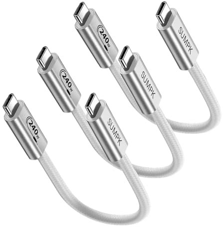 SUMPK 240W USB C Cable 20cm, Short USB C to USB C Cable Compatible with iPhone 15 Pro/15 Plus/15 Pro Max, MacBook Pro/Air, iPad Pro/Air, Dell XPS, Galaxy S23