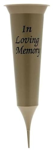 Special Graveside Memorial Grave Spiked Flower Vase In Loving Memory Special Memorial Vase for Graves - Plastic Cemetery Flower Holder with Spike, (2, Gold (In Loving Memory))