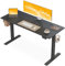 OffiGo Gaming Tisch, 140cm Höhenverstellbarer Schreibtisch mit RGB LED & Steckdosen, elektrischer Schreibtisch mit 3 offene Stauräume, Getränke & Kopfhörerhalter, Kohlefaseroberfläche Weiß