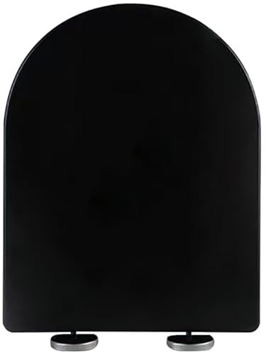Black U/D Shape Toilet Seat, Soft Close Toilet Seat with 4 Non-Slip Buffers and Adjustable Hinges, Quick Release Durable Plastic Loo Seat, Simple Top Fixing