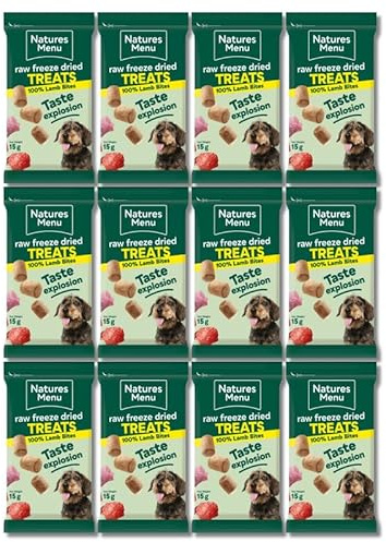 Nature's Menu Lamb (12 x 15g) Freeze-Dried Meat Bites – Training Treats for Dogs