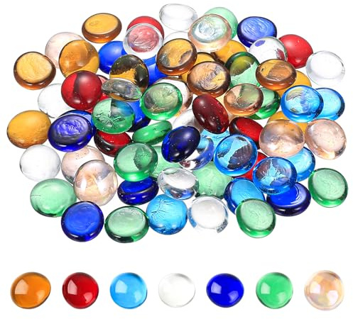 HETYYAEKQ Lot de 1000 g de galets en verre multicolores pour le bricolage, 17-20 mm, pierres décoratives pour vases, pierres décoratives, galets en verre pour aquarium, jardin, projets de bricolage