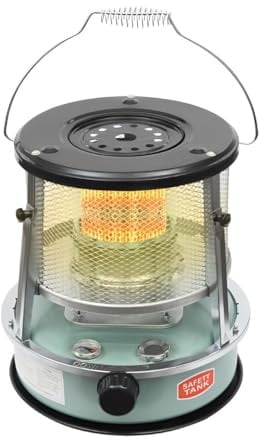 Mobiles Petroleumheizgerät 2600W, tragbare Kerosinheizung für außen und Camping, Docht-Heizung, Höhenverstellbar 35,5–41 cm, 4,6L Tank, 18 Stunden Laufzeit, Stromlose Notheizung, Grün