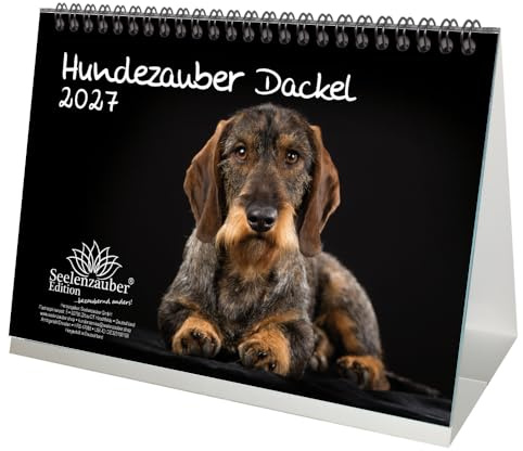 Hundezauber Dackel DIN A5 Tischkalender für 2027 Welpen und Hunde - Seelenzauber