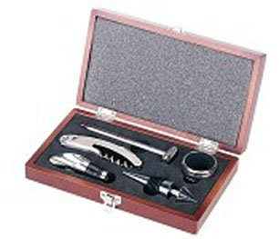 Sommelier Wein Präsent Box - Zubehör Set in edler Holzschatulle