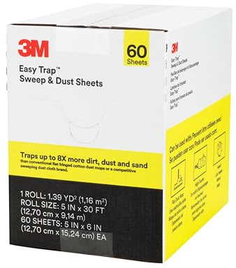 3M Easy Trap - Hojas de limpieza para limpieza de suciedad, arena y pelo en suelos de madera, vinilo y azulejos en cocinas, baños y entradas, hojas de 12,7 x 15,2 cm, 60 hojas/rollo