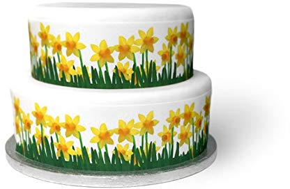 Top That Edible Decor Sheet Spring Yellow Daffodil themed Border Ribbon - Perfect for Decorating Your Easter Cakes- Easy to Use