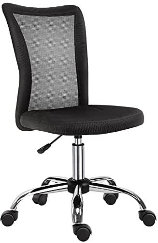 Vinsetto Chaise de Bureau Ergonomique Fauteuil de Bureau Hauteur réglable piètement chromé pivotant 360° revêtement Maille Noir