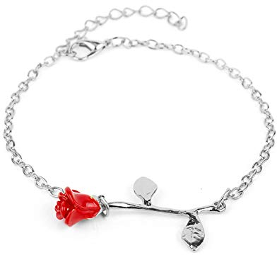 N-K PULABO Rose Armband Geschenke für Frauen Geschenke für Mama Schöne und das Biest Schmuck Rose Gold Armband, Silber Neu Erschienen elikat
