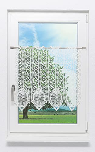 Plauener Spitze Scheibengardine Rosengarten (Bx H) 194,4cm * 60cm naturweiß/Weiß