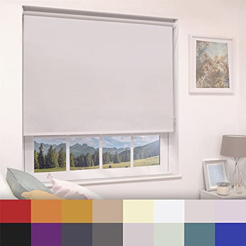 Straight Edge Dim-Out Roller Blind - Easy Fit Home Office - 90cm Width x 160cm Width Drop - Natural