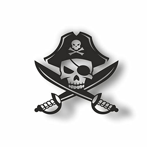 AMA SHOP ADESIVO PRESPAZIATO TESCHIO PIRATA in PVC per Decalcomania Parete Murale Auto Moto Casco Camper