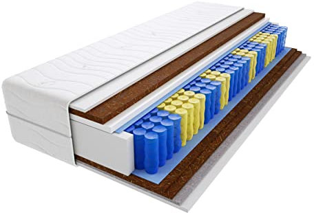 Godre Matratze 90x200 cm Doppelmatratze, H4 & H5 Federkernmatratze, Taschenfederkernmatratze 24 cm Hoch Kokosfaser Rosshaar Hypoallergene, HR-Schaum, Wendematratze mit Klimafaser Santana Max