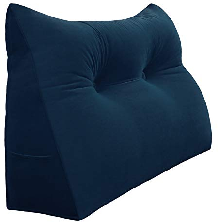 Rucener Großen Dreieckigen Kissen Hohen Rückenlehne Kissen Hohen Rückenlehne Kissen Rückenlehne für Bett Perfekt AlsKissen Zum Fernsehen und Lesen Gibt Es in Vielen Größen Tiefes Blau 80CM
