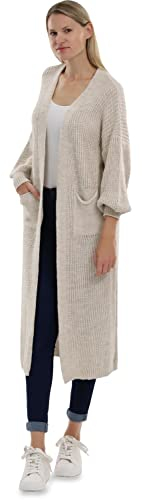 Malito Damen Strickmantel | schicker Cardigan | Moderne Wollmantel | Lange Strickjacke - Oberteil 3151 (beige)