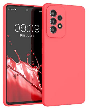 kwmobile Cover per Samsung Galaxy A53 5G Custodia - Back Case per Smartphone in Silicone TPU - Protezione Gommata - corallo fluorescente