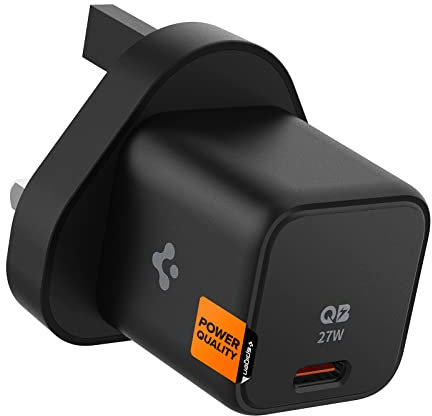 Spigen 27W USB C Wall Charger 25W PPS Charger Fast Charging Adapter for iPhone 15 14 Pro Max Plus 13 iPad Samsung Galaxy S24 S23 S22 S21 Ultra Fold Flip 5 4 3Steam Deck [Super Fast Charge Supported]