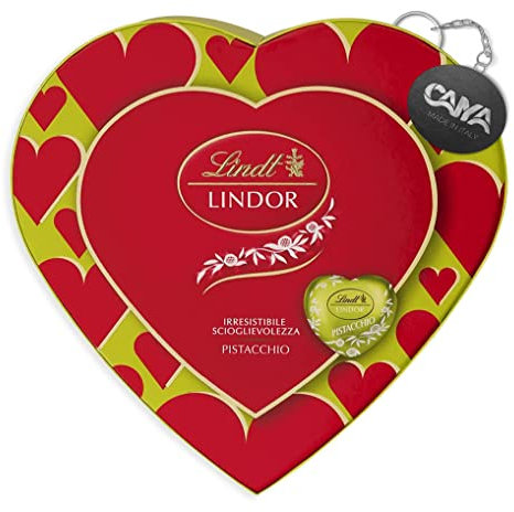 Cuore Scatola con Cioccolatini al Latte e Ripieno al Pistacchio 82g con Portachiavi CAIYA® (2024)