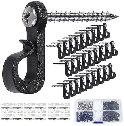 mumisuto 30 Stück Schraubhaken,Q-Hanger R Haken zum Schrauben,Weihnachtslichter Haken mit Sicherung,Wandhaken Außenhaken für Aufhängen Topfplanzen,Lichterkette,Garage,Neujahr,Party,DIY Handwerk
