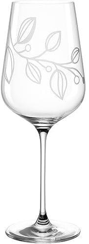 LEONARDO Boccio - Copa de vino blanco para vinos blancos fuertes de cristal, con grabado floral, contenido 580 ml, apto para lavavajillas, 1 copa de vino blanco con copa ancha
