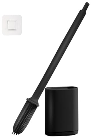 chongcin Toilet Brush Klobürste Silikon Flexibel Flache,Toilettenbürste Schwarz,Klobürstenhalter Mit Wandmontage,toilettenbürstenhalter ohne Bohren Wc Bürste Wandmontage Für Badezimmer
