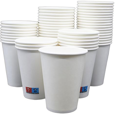 BAMI 200x Pappbecher Kaffeebecher To Go Weiß, 300ml/12oz - Extra Stabil - Zum Servieren von Kaffee, Tee und kalte Getränke