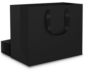 EUSOAR Black Gift Bags - 10PCS S 22x10x18cm Small Black Gift Bags for Presents - 250GSM Thick Kraft Paper Bag with Handles - for Luxury Gifts Birthday Wedding Party Favor