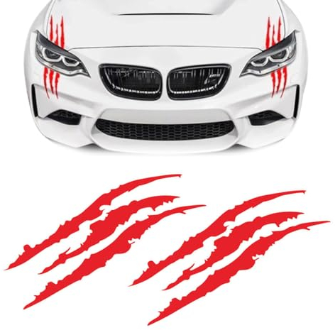 IUDWCG 2 Stück Monsterklaue Markierung Aufkleber, Augenbraue Scheinwerfer Auto Wasserdicht Vinyl Dekoration, Ästhetische Monsterklaue (Rot)