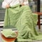 DREAMLANDING 2 in 1 Jacquard Fleece Throws For Sofa Bed Chair Soft Colorful Oversized, Decorative Ultra-Plush Throw Blanket (Green Cable, 130 * 150cm)