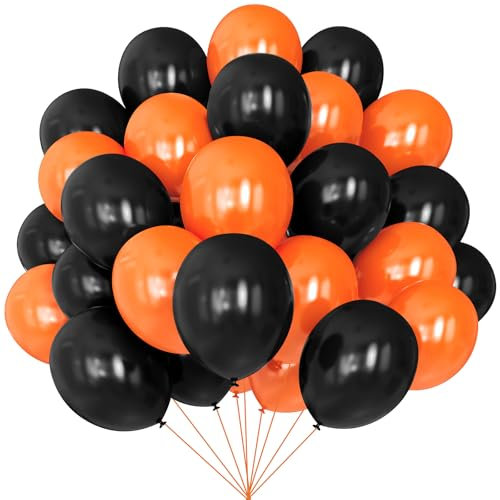 Orange und Schwarz Luftballons, Halloween Luftballons Set, 67pcs 12 Zoll Schwarz Orange Konfetti Ballon für Halloween Feier Trick or Treat Party Gruselige Geist Party Bar Jubiläum Abschluss Dekoration