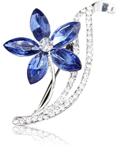 Broche vintage en forme de fleur Forget Me Not pour femme avec strass et strass pour mariage, banquet, fête, pin's - Bijou brillant - Cadeau pour filles et femmes - Bleu, Métal