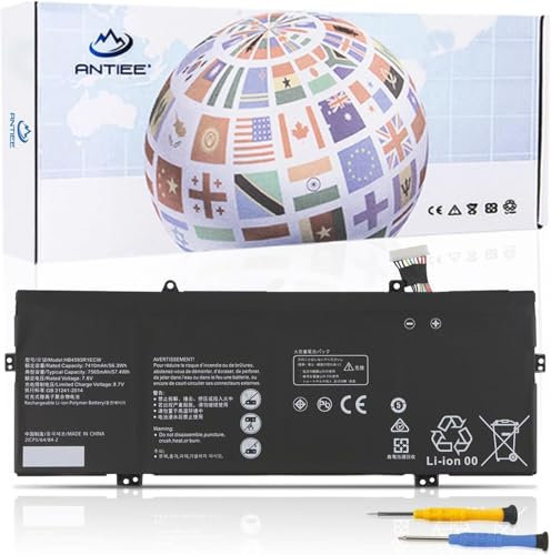 ANTIEE 57.4Wh HB4593R1ECW Laptop Batterie pour Huawei Matebook X PRO i7 Mach-W29 2019 MACH-W19B MACH-W29C KPL-W00 KLV-W19 VLT-W60/50 MagicBook i5 8250U i7 8550U R5 2500U Series 7.6V/7410mAh