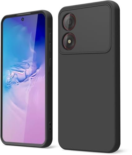 GOGME Cover per ZTE Blade A34 Liquido Silicone Custodia con Fodera Microfibra Antigraffio Antiurto Protezione Sottile e Morbida TPU Case, Nero