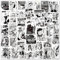 100 Stück Schwarz und Weiß Aufkleber Anime, Anime Gemischte Aufkleber, Poster Sticker Set, Animes Wandcollage Set, Manga Wand Dekor, für Auto Laptop Skateboard Fahrrad, für Erwachsene Kinder