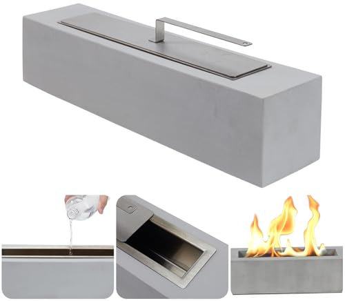 Grand brasero rectangulaire portable sans fumée pour jardin, balcon, salon, salle à manger (gris, 35 x 10 x 10 cm)