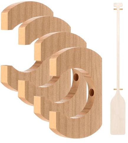 Tokenhigh Wall Hook for Paddle Kayak, Garage Indoor Kayak Storage Hooks, Canoe Storage Utility Racks, Wall Mounted Wooden Paddle Hanger, Hanging Oar Wall Decor for Kayak Canoe Dragon Boat Paddles