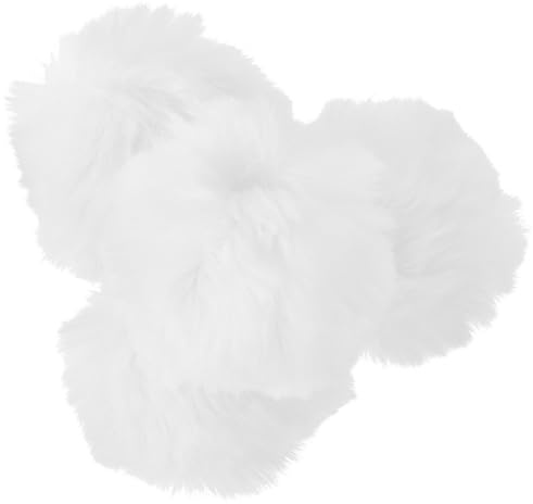 Housoutil Kunstfell Pompons 4 Stück Weiß 8cm Flauschige Anstecknadeln für Kleidung Schuhe Hüte und Kreative Selbstgemacht Gestaltungen