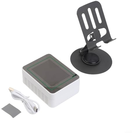 Messgerät 5-in-1 Luftqualitätsmonitor mit HCHO TVOC Anzeige - Digitales Hygrometer Thermometer für Zuhause Büro - 1.8 Zoll Farbdisplay Type-C 30h für akku(WHITE)