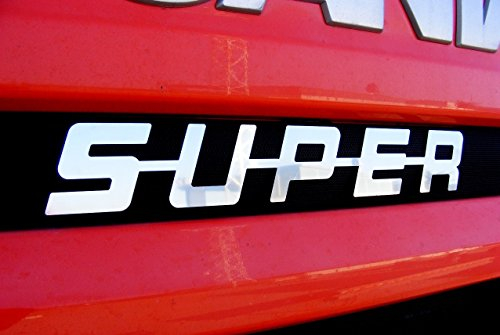 decorazione anteriore, scritta super, in acciaio lucido, per tutte le serie di Scania