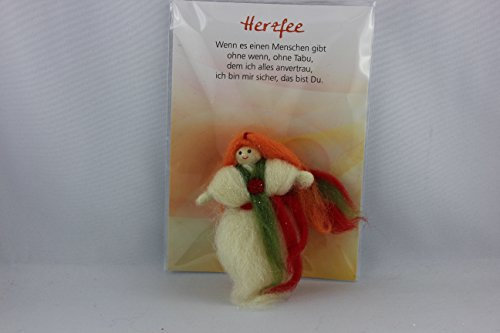 JoJo, Wichtel Arts, J093-002, Glücksfee, Herzfee, Filz, 9cm, mit Spruch