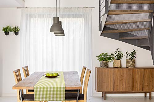FILU Tischläufer 40 x 180 cm Hellgrün/Weiß kariert (Farbe und Größe wählbar) - hochwertig gefertigter Tischläufer aus 100% Baumwolle im skandinavischen Landhaus-Stil