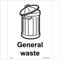 GE480 General Waste SIGN rubbish garbage recycle trash compost refuse bin dump 200mm x 300mm Sticker/Sav - White Background
