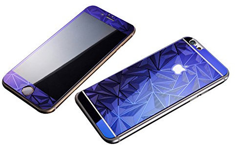 NOVAGO Compatible avec iPhone 6 Plus, iPhone 6S Plus 5.5- 2 Films en Verre trempé résistant Effet 3D Relief pour Avant + Arrière (Bleu)