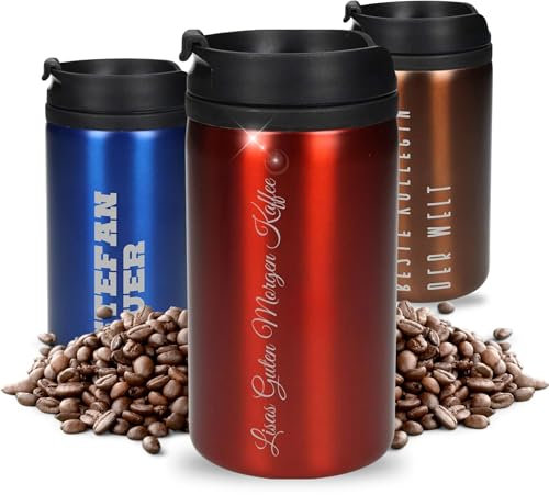 Thermobecher Kaffee to go Venice - Personalisierter Kaffeebecher 250ml - Doppelwandiger Isolierbecher für Tee & Kaffee - Geschenkidee für Männer & Frauen zu Weihnachten - Trinkbecher BPA-frei (rot)