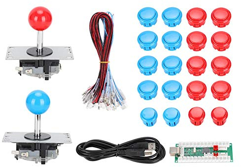 Juego de bricolaje Arcade Game Button y Joystick Controller Kit para Rapsberry Pi y Windows Linux/Android Pin Joystick y 20 botones(1)